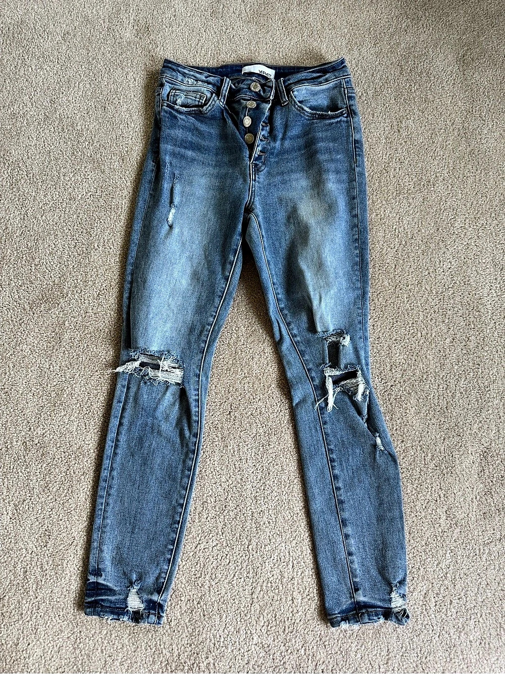 Vervet Los Angeles Button Fly Distressed Skinny Jeans V2221 Skinny Jeans